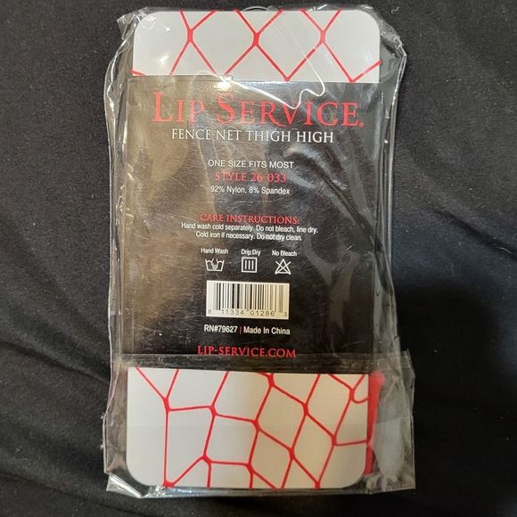 NIB Lip Service OS Red Fence Net Thigh High Tights - Picture 3 of 5